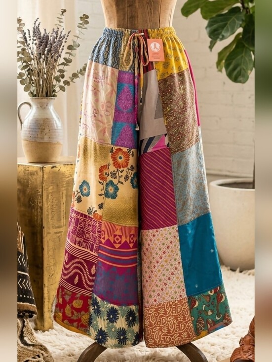 Hand Crafted Pants - Bohemian Patchwork Pants- Multicolor